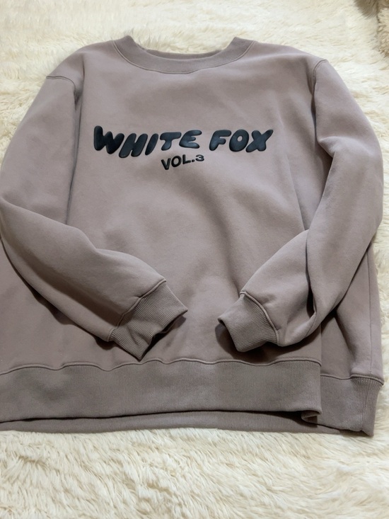 White Fox Boutique Sweaters - White Fox Boutique Taupe Crewneck Sweatshirt with Black Logo